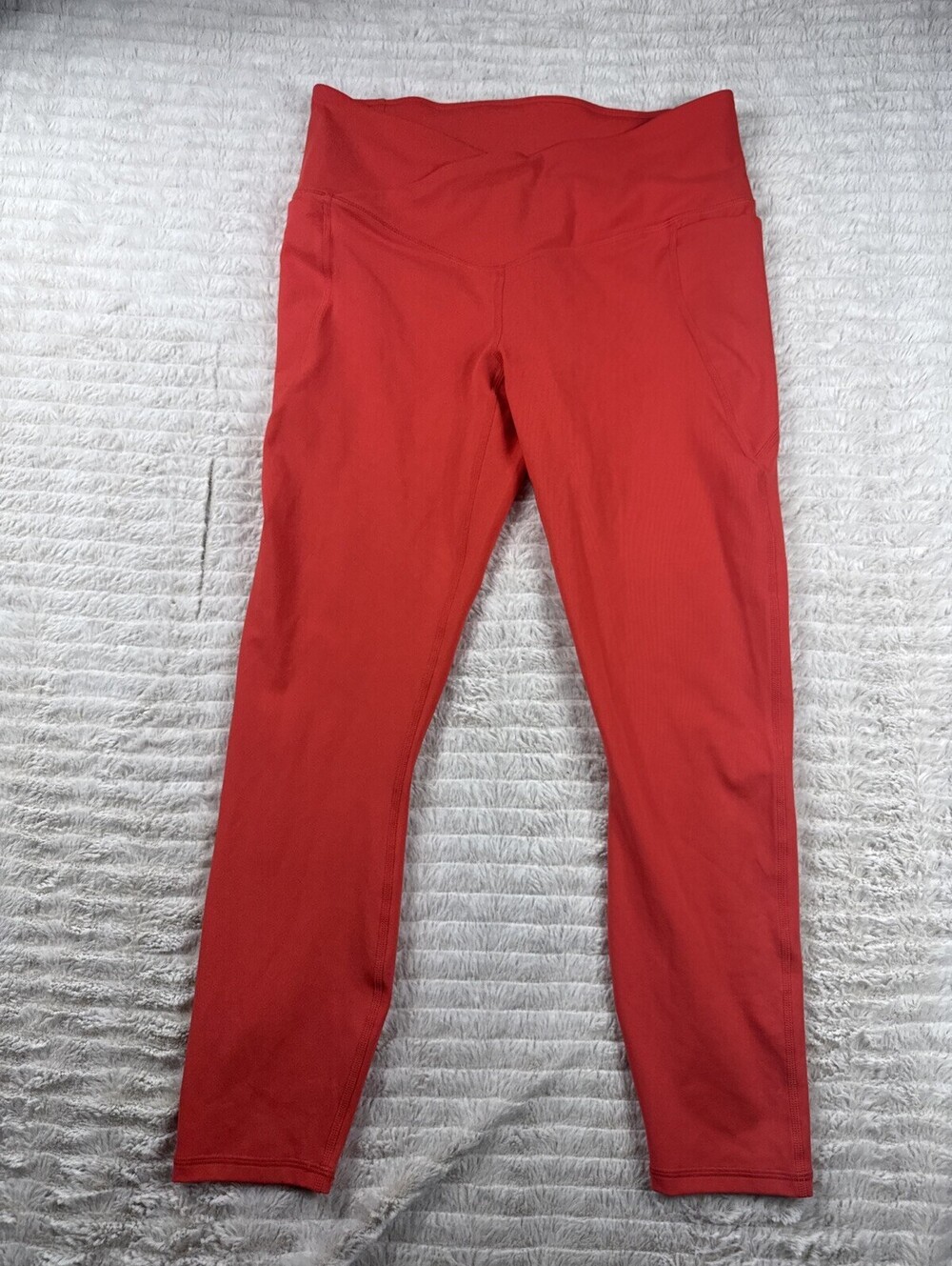 FABLETICS PureLuxe High-Waisted Crossover Legging in Red - Size Medium Excellent